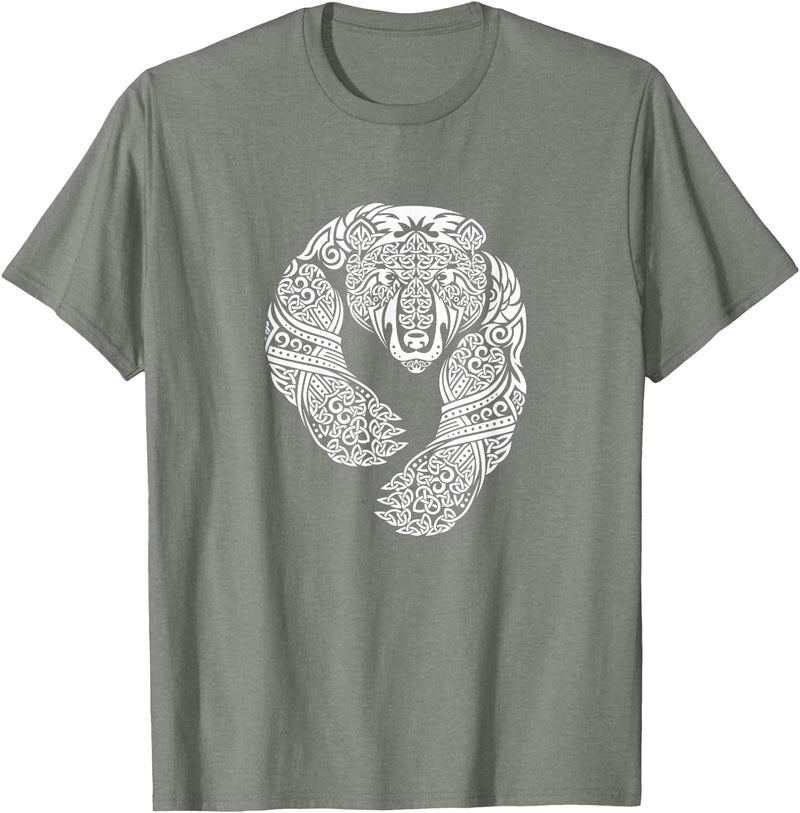 CELTIC KNOTWORK TRIBAL TATTOO BEAR TEES CELTIC KNOTWORK TRIBAL TATTOO BEAR T-SHIRT T-Shirt - Olive Heather