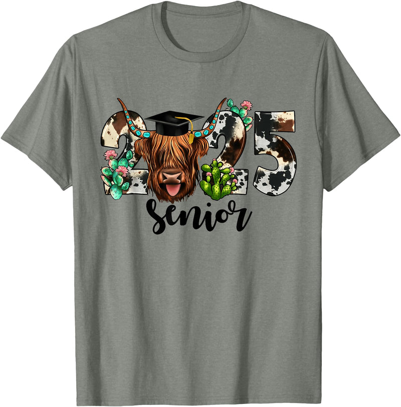 Cow 2025 Senior Class Of 2025 Graduation 2025 T-Shirt - Olive Heather