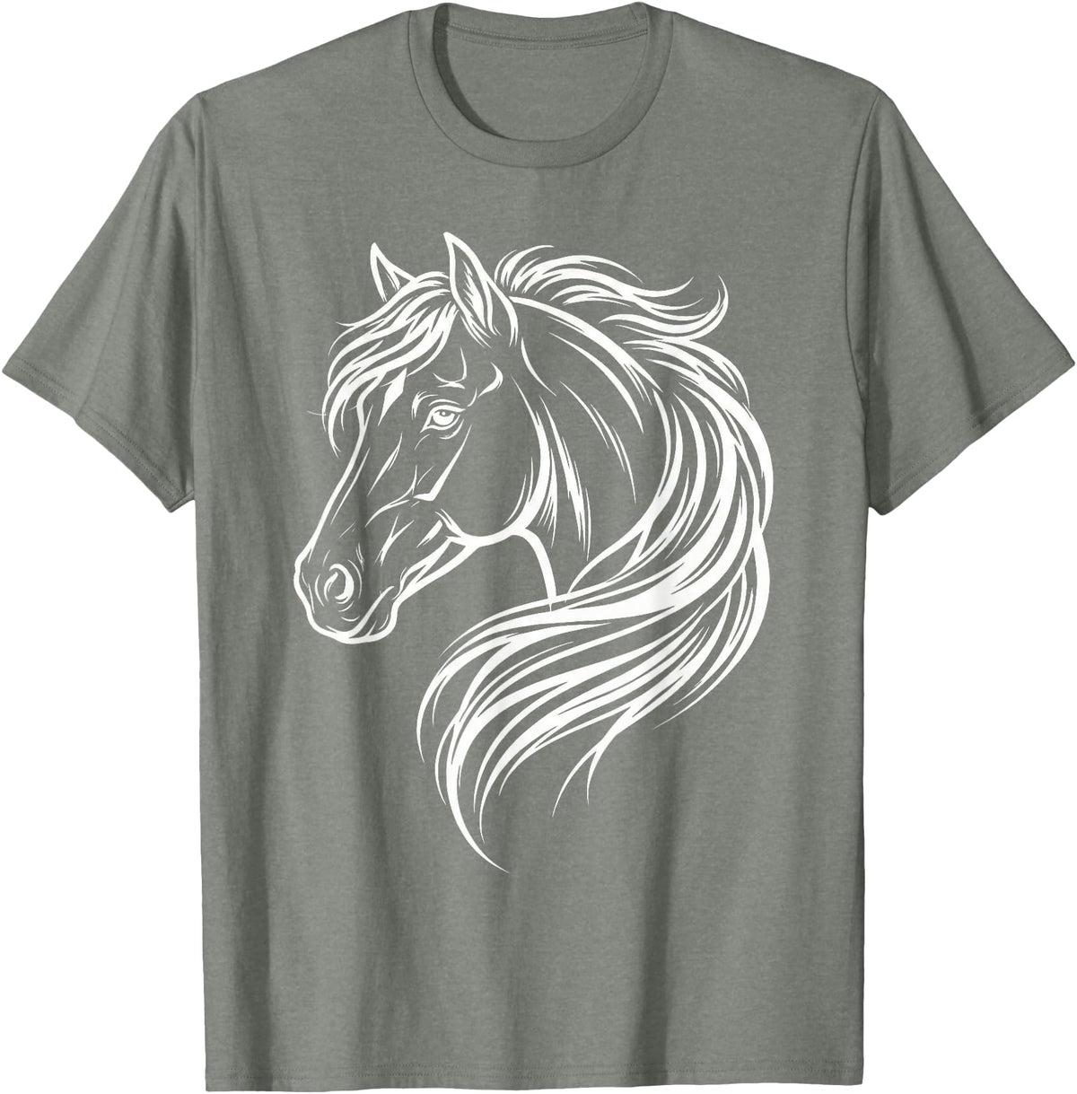 Horse Silhouette Farm Animal Graphic Horses Cute Horse Silhouette Art Equestrian Farm Animal Horse Lover T-Shirt - Olive Heather