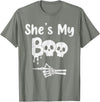 Couples Halloween Matching Gifts Matching Halloween Pajama Couples, She’s My Boo Skull Face T-Shirt - Olive Heather