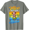 Aloha Animal Hawaii Flower Chain Hula Dance Art Hawaii Animal Haku Lei Grass Skirt Hula Dance Aloha Cow T-Shirt - Olive