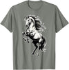 Urban Empyre Shire Horse White Equestrian Rearing T-Shirt - Straight - Olive Heather