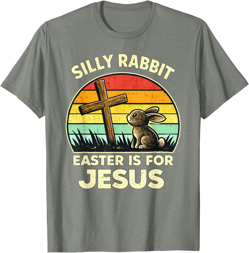 Silly Rabbit Easter Is for Jesus Easter Christian Boy Girl T-Shirt in Olive Heather