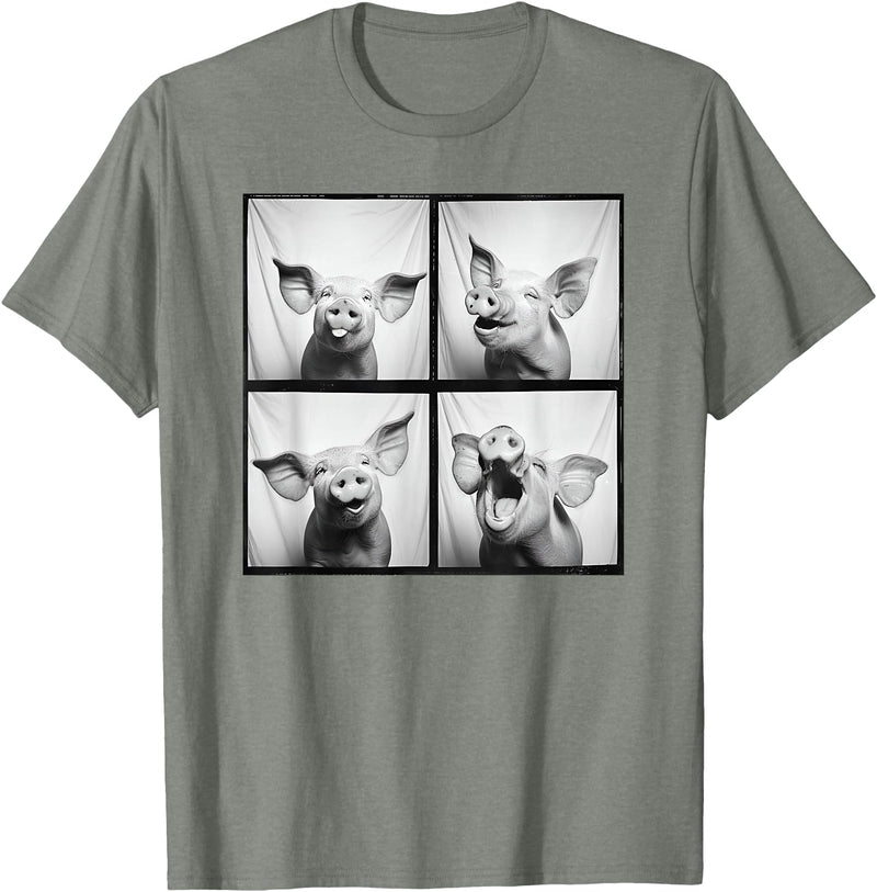 Piglet Farm Nature Photography Men Women Kids Happy Pig Face Portrait Hog Farmer Funny Farm Animal T-Shirt - Olive Heather