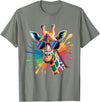 Safari Animal Art Giraffe Sunglasses Funny Giraffe Lover Safari Animal Animal T-Shirt - Olive Heather