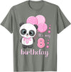 Birthday Gifts for Girls by Content Design Studio Birthday Girl 8 Panda Pink Balloons T-Shirt - Olive Heather
