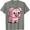 BlockPals DM Funny Pink Brick Pig Building Blocks Farm Animal Character T-Shirt - Olive Heather