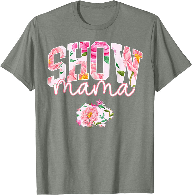 Stock Show Rabbit Mom Livestock County Bunny Mama Floral T-Shirt in Olive Heather