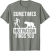 Mens Sometimes Motivation Finds You Garment Mens Sometimes Motivation Finds You Camping Bear Design T-Shirt - Olive Heather