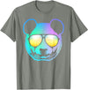 Panda Shirts Panda Neon Bear Face T-Shirt T-Shirt - Olive Heather