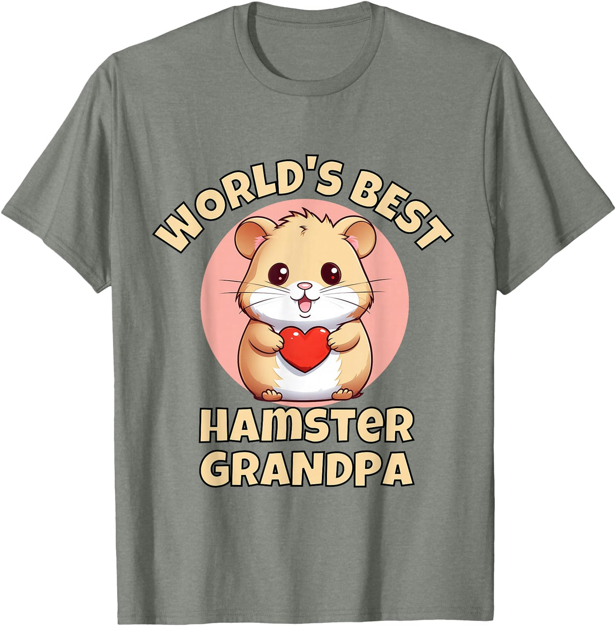 Cute World's Best Hamster Grandpa Grandfather T-Shirt - Olive Heather