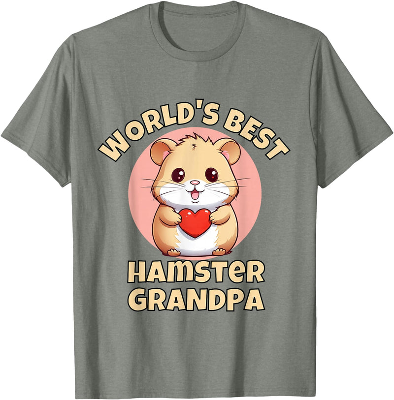Cute World's Best Hamster Grandpa Grandfather T-Shirt - Olive Heather