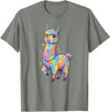 Rainbow Llama Love Pastel Hearts Kawaii Colorful Rainbow Heart Llama Kawaii Cute T-Shirt - Olive Heather