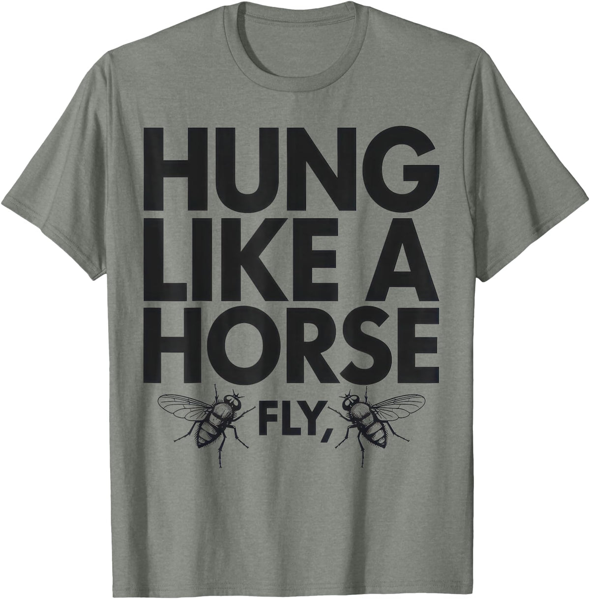 Creative Insect Apparel Hung Like A Horse Fly Funny Insect Humor For Animal Lovers T-Shirt - Olive Heather
