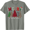 Merry Christmas Leopard Buffalo Red Plaid for Men Women T-Shirt - Olive Heather