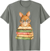 Reading Bunny Rabbit Glasses Book Bookworm Teacher Women T-Shirt in Olive Heather