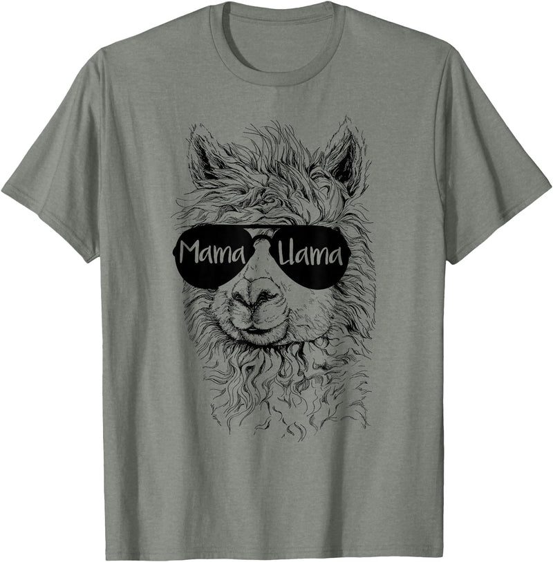 Mama Llama Funny Animal Apparel Llama Lover Mama Llama T-Shirt - Olive Heather
