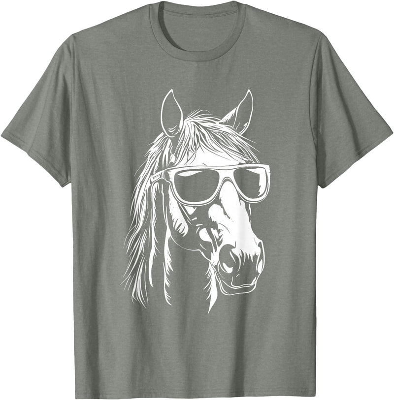 FunnyHorseCo. Funny Horse Sunglasses T-Shirt - Straight - Olive Heather
