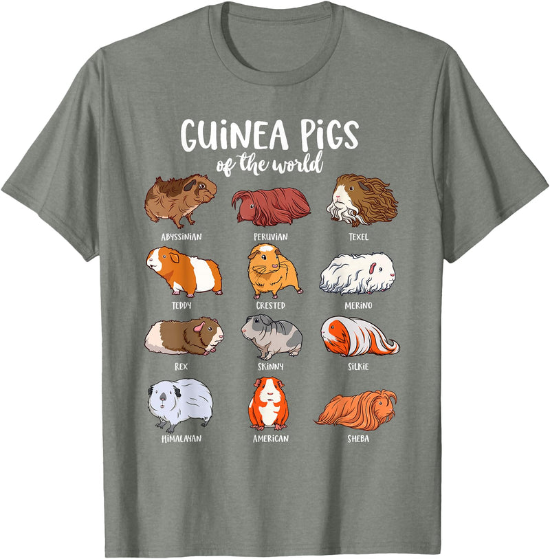 Guinea pig designs Various Guinea Pig Breeds - Guinea Pig T-Shirt - Olive Heather