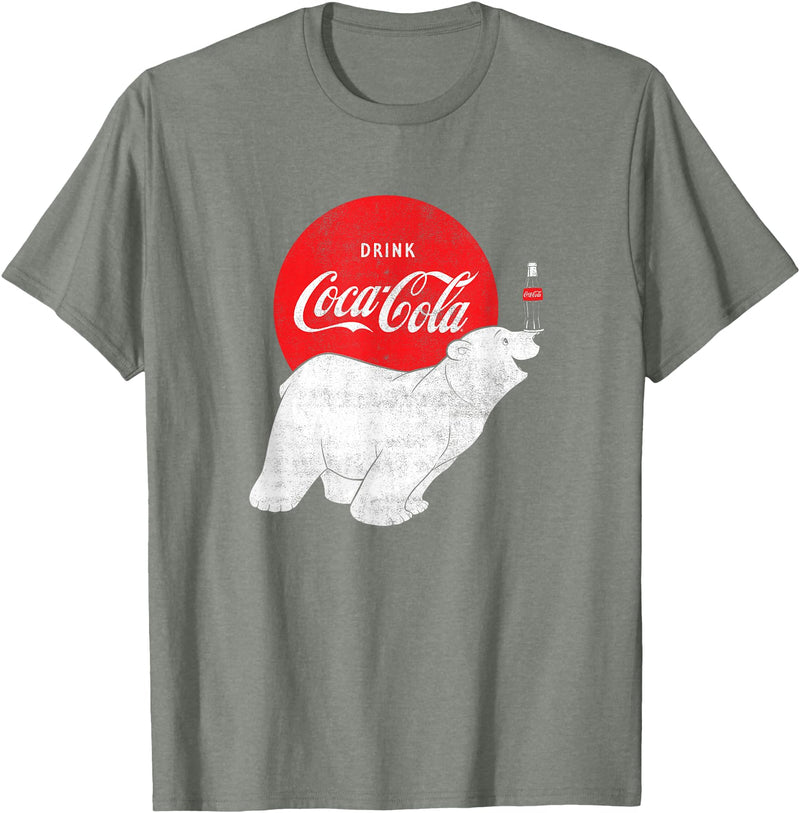 Coca-Cola Polar Bear Bottle Balance T-Shirt - Olive Heather