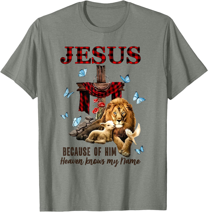 Unknow FAITH Jesus Lion Lamb Heaven Know My Name T-Shirt - Olive Heather