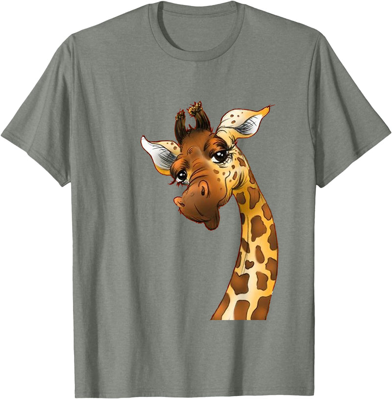 Funny giraffe t-shirt animal love zoo and safari Love giraffe Women wildlife giraffe Lovers tee for kids girl T-Shirt - Olive Heather