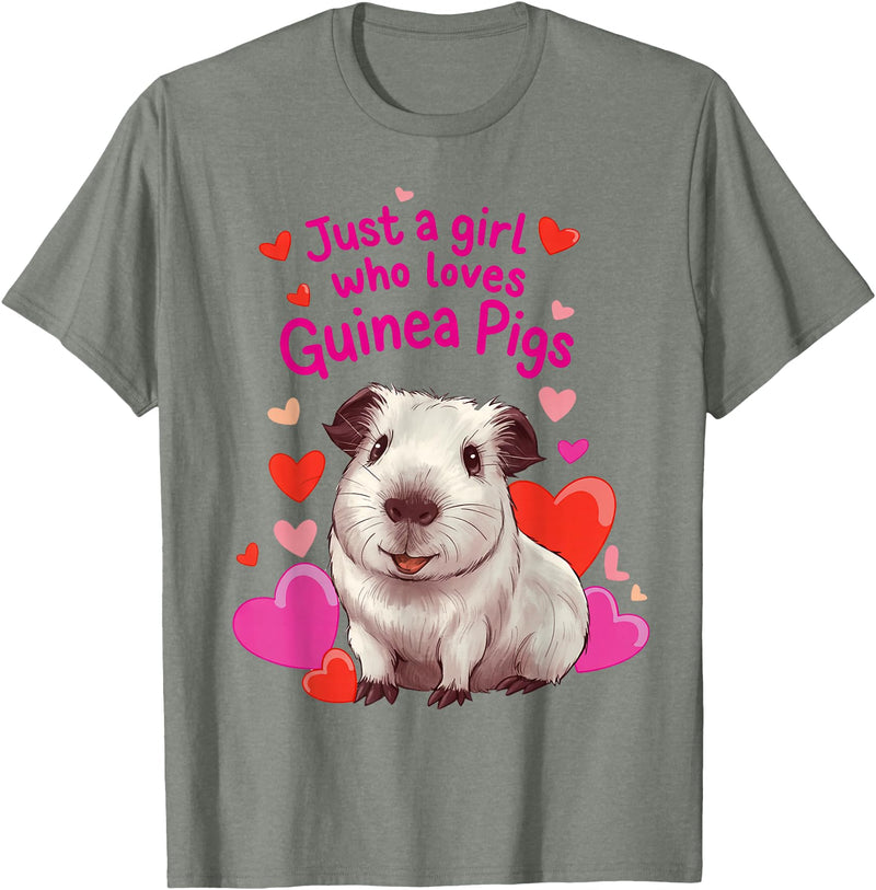 Loves Guinea Pigs Cute By TEERA Funny Just a Girl Who Loves Guinea Pigs Cute Pet Gifts T-Shirt - Olive Heather