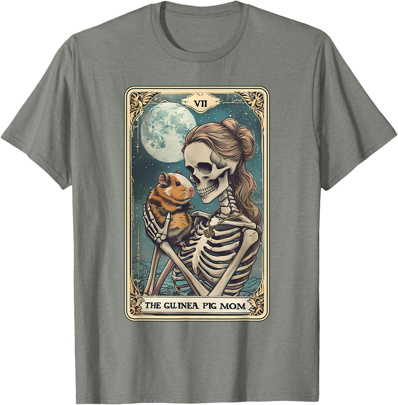 Guinea Pig Skeleton Mom Tarot Card Animal Lover Cute Guinea Pig Skeleton Mom Tarot Card Owner Pet Lover T-Shirt - Olive Heather