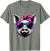 Fashionable Animals Wearing Pink Bandanas Pig Wearing Pink Bandana Headband and Sunglasses T-Shirt - Olive Heather