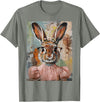 Happy Easter Bunny Rabbit Flower Graphic Art Girl Women T-Shirt in Olive Heather
