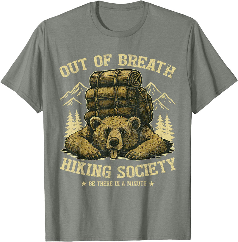 Bear Camp Trekkers Funny Hiking Bear Out of Breath Joke T-Shirt - Olive Heather