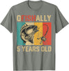 Vintage Fishing Fisherman Birthday Gifts Ofishally 5 Years Old Funny Fishing Birthday Fisherman T-Shirt - Olive Heather