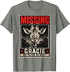 Missing Gracie Texas Giraffe Gracie The Giraffe Missing T-Shirt - Olive Heather