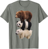 Funny Stacked Bear Panda Polar Bear Animal We Bears Realistic Stacked Bares Meme Animal T-Shirt - Olive Heather