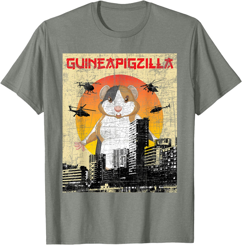 Funny Guinea Pig Shirts Guineapigzilla - Guinea Pig Animal Lover Rodent Pet Owner T-Shirt - Olive Heather