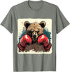 Funny Boxing Animals Boxer Bear With Boxing Gloves Kickboxing Funny Boxing T-Shirt - Olive Heather