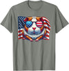 Guinea Pigs American Flag Patriotic Pets Lovers Vintage Guinea Pig Pets Owners Patriotic USA Flag Sunglasses T-Shirt - Olive Heather