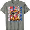Cute Cow Creations Highland Cow 4th of July, Patriotic Cowgirl Bow Design T-Shirt - Olive Heather
