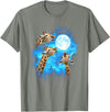 Animals howling blue 3 Giraffe Howling at The Moon Colorful Blue T-Shirt - Olive Heather