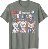 250th Patriotic 250 Years of Freedom 250th America Funny Pigs Patriotic 250 Years of Freedom T-Shirt - Olive Heather
