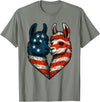 Fourth of July Clothing Co. Patriotic Llamas Heart American Flag 4th of July Graphic T-Shirt - Olive Heather