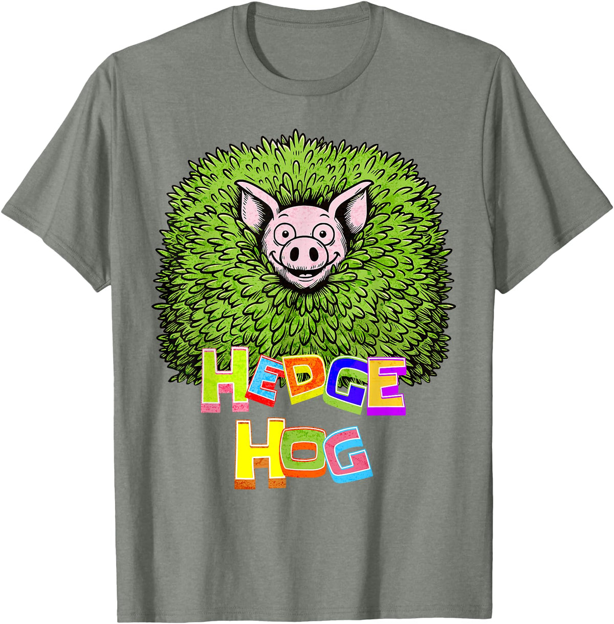 Wild Critter Lover Fun Farmer Combination Tees Hedge Hog Funny Hedgehog Pun Cute Animal How I Roll Pig Farm T-Shirt - Olive Heather