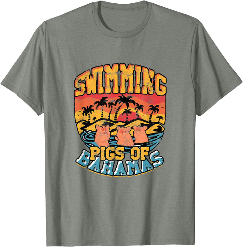 Swimming pigs of bahamas - Bahamas Cruising Swimming pigs of bahamas - Bahamas North Sea Beach Vacation T-Shirt - Olive Heather