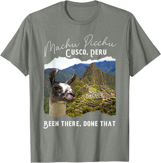Machu Picchu Souvenir Llama Machu Picchu T-Shirt - Olive Heather