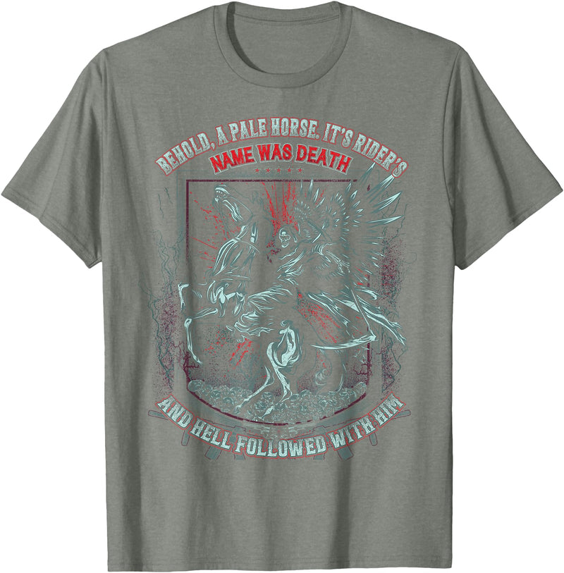 Tee Cool Human Pale Horse Rider His Name was Death T-Shirt - Olive Heather