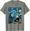 Bear Designs. Cute Panda Bear Van Gogh Style Starry Night Graphic T-Shirt - Olive Heather