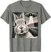 Funny Rabbit Bunny Selfie UFOs T-Shirt in Olive Heather