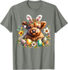 Highland Cow Land of NYC Highland Cow Easter Bunny Moo Basket Egg Floral Women Girls T-Shirt - Olive Heather