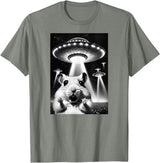 Hamster UFO | Funny Invasion Meme Alien Hamster UFO Selfie T-Shirt - Olive Heather