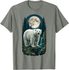 Polar Wilderness Fan Wildlife Lover Polar Bear Full Moon Night Forest Wildlife Nature Lover T-Shirt - Olive Heather